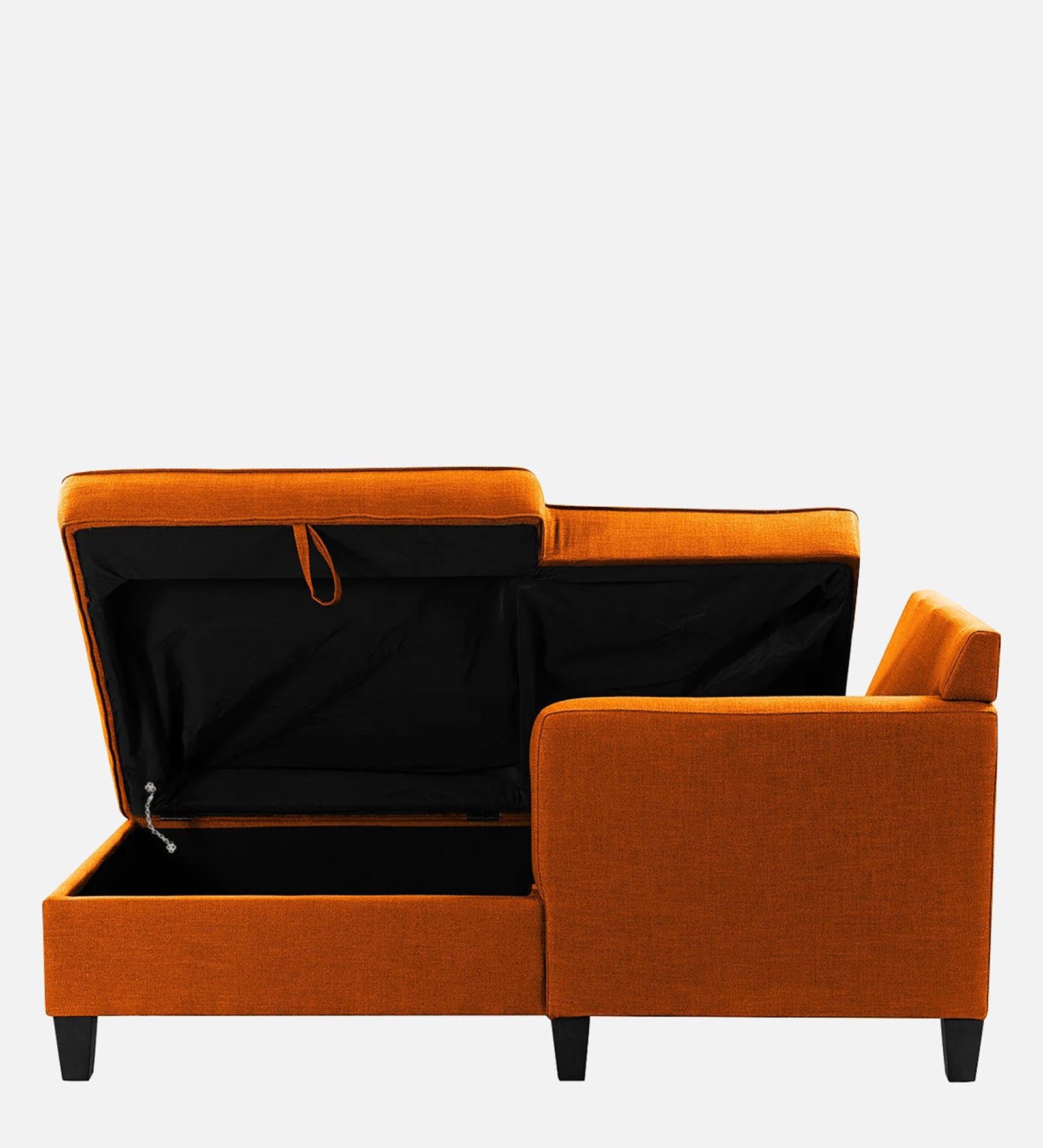 Royee Fabric RHS Chaise Lounger In Vivid Orange Colour With Storage - Febonic Living