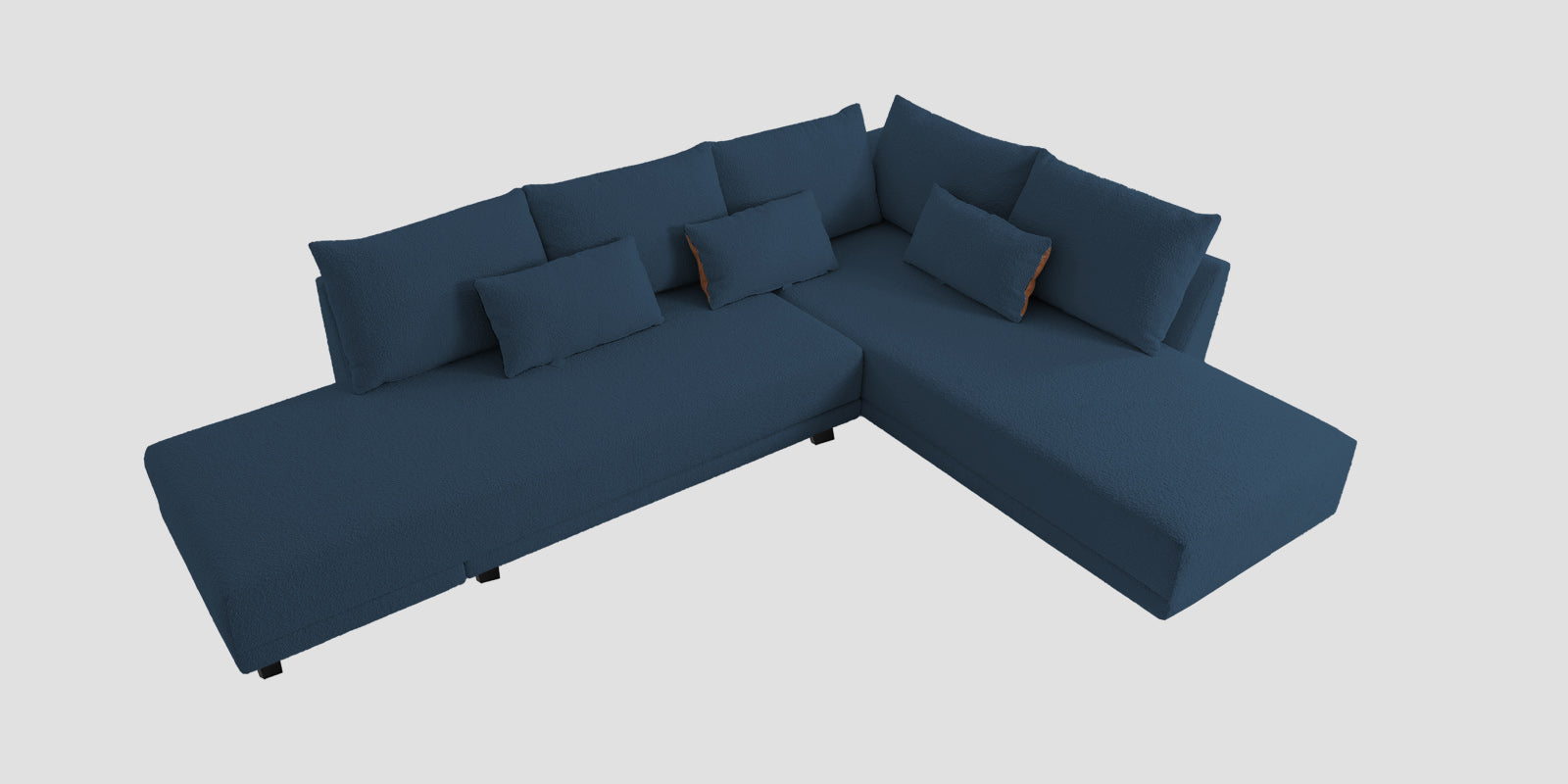 Ira Boucle Fabric LHS 6 Seater Convertible Sofa Cum Bed In Classic Blue Colour - Febonic Living