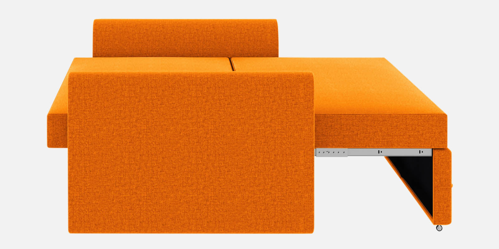 Ines Velvet 3 Seater Pull Out Sofa Cum Bed In Vivid Orange Colour With Storage - Febonic Living