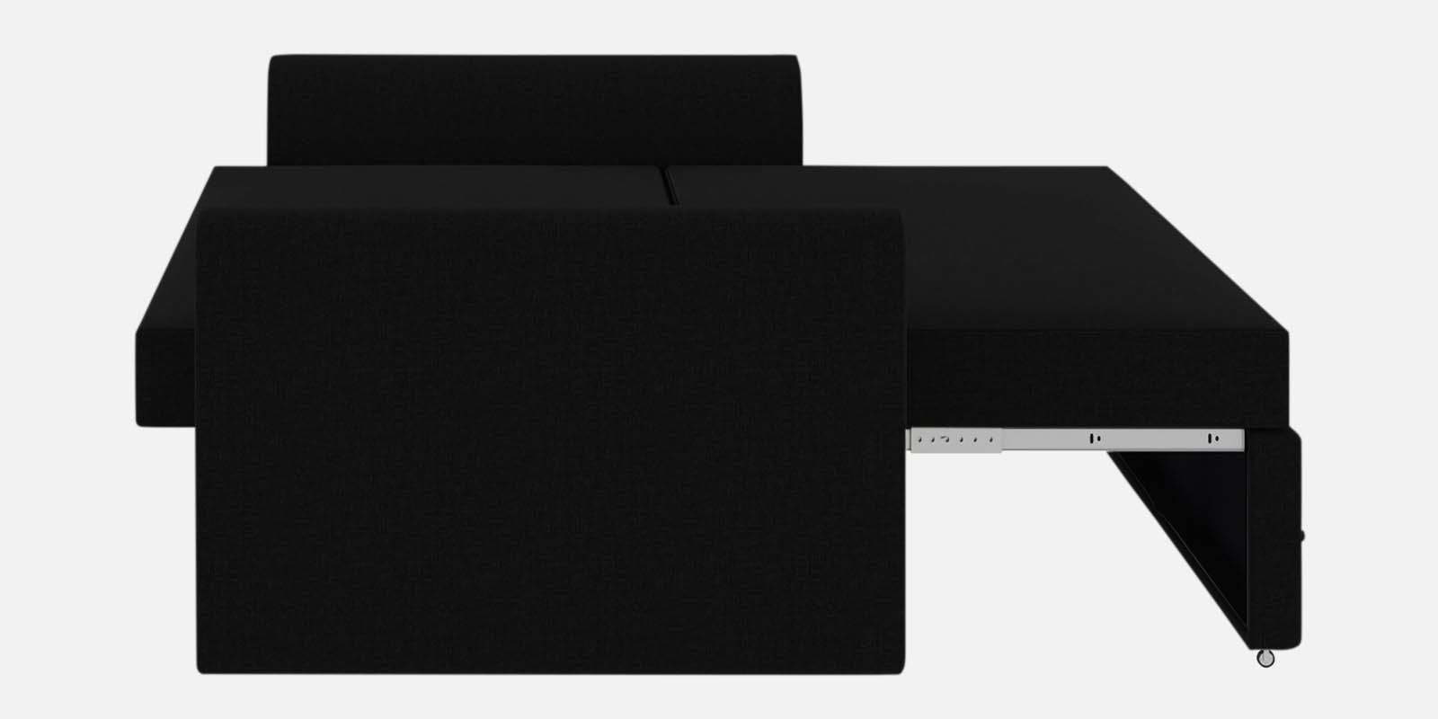 Ines Velvet 3 Seater Pull Out Sofa Cum Bed In In Zed Black Colour With Storage - Febonic Living