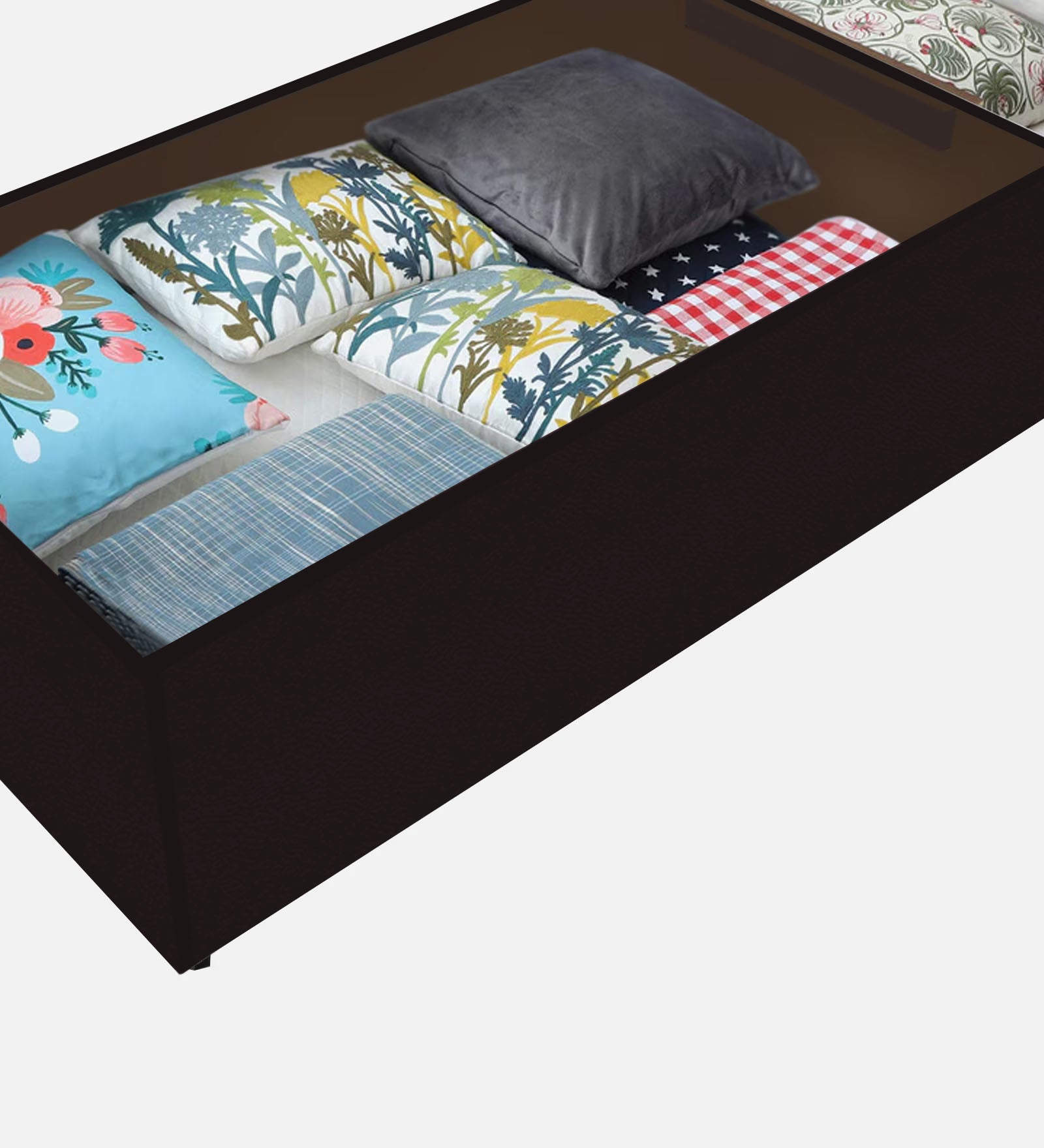 Lido Fabric Queen Size Bed In Cara Brown Colour With Drawer Storage - Febonic Living