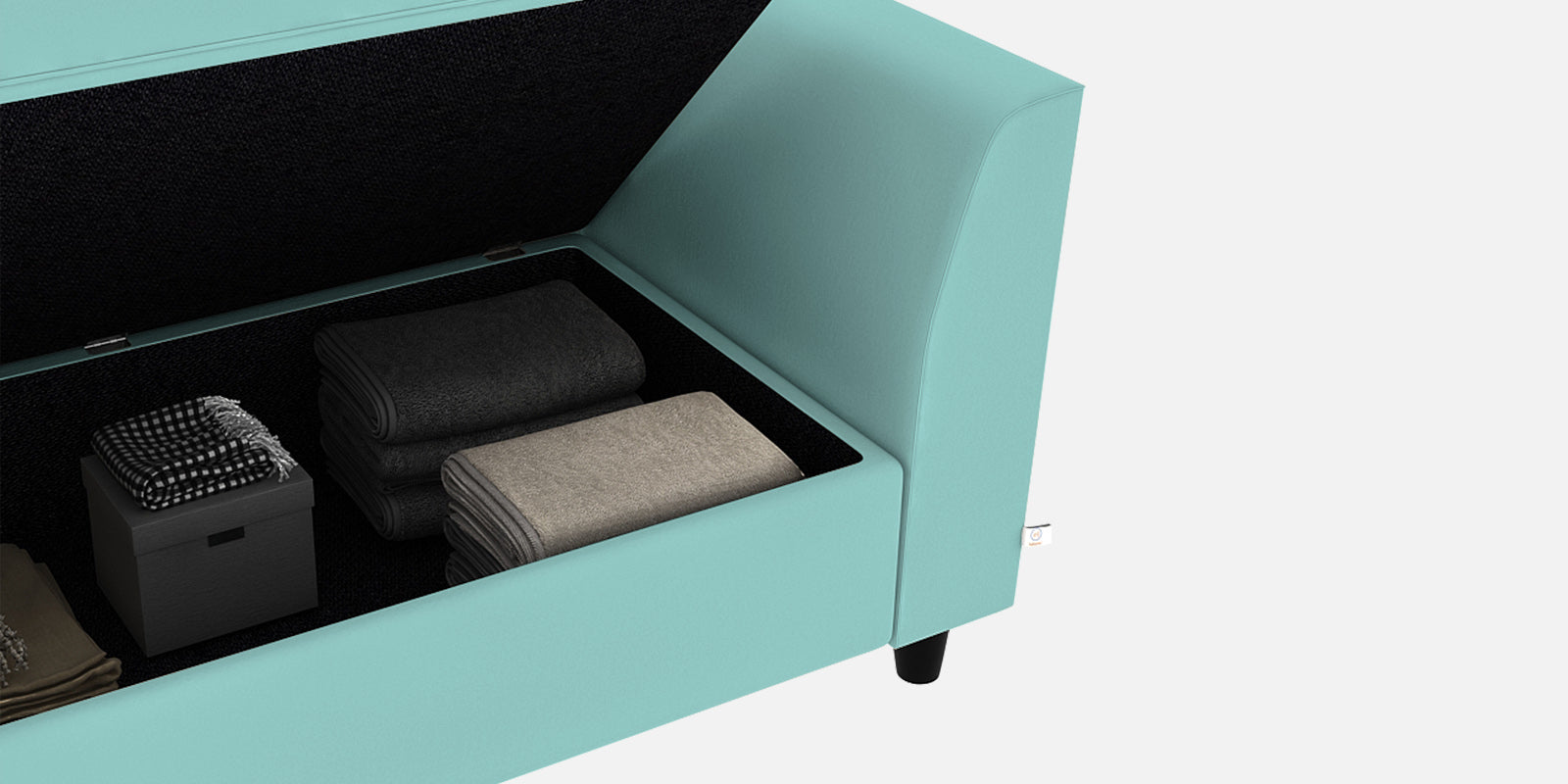 Bristo Velvet 2 Seater Sofa In Barmunda Aqua Colour With Storage - Febonic Living