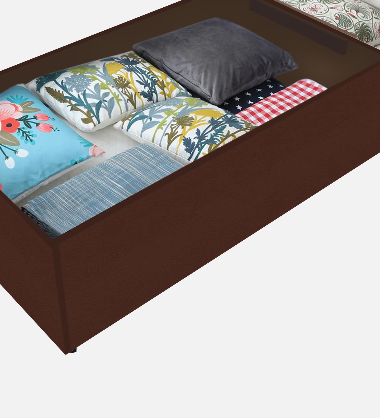 Lido Fabric King Size Bed In Coffee Brown Colour With Drawer Storage - Febonic Living