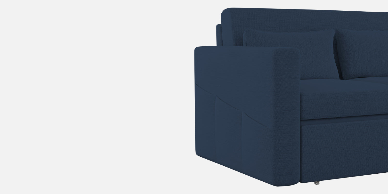 River Fabric 3 Seater Pull Out Sofa Cum Bed In Denim Blue Colour - Febonic Living