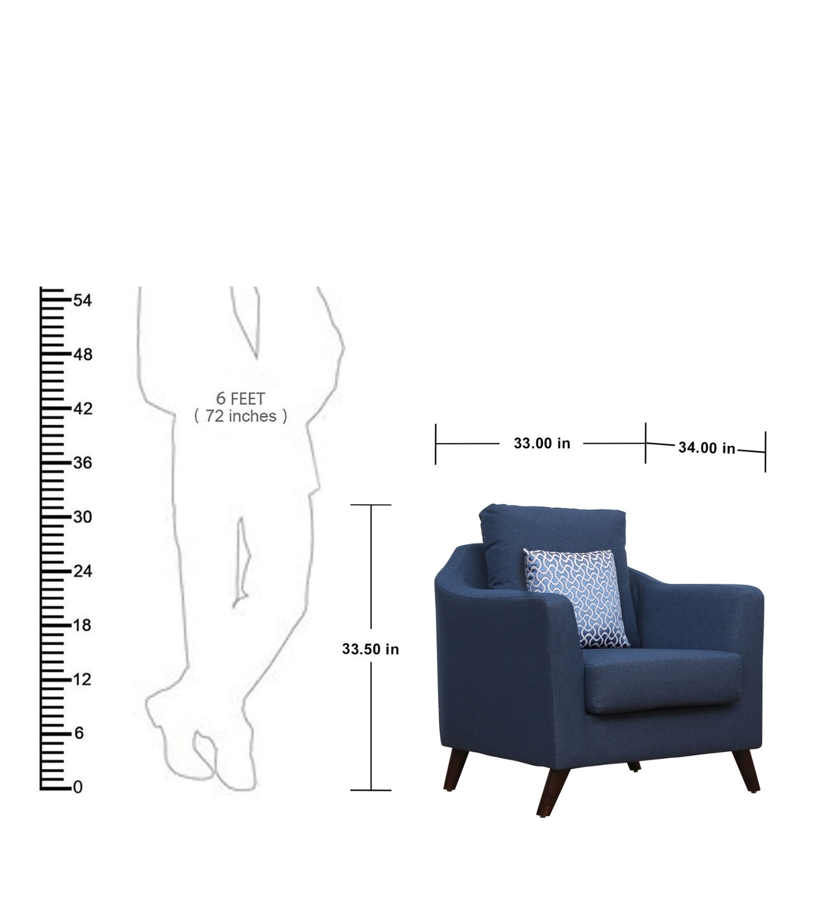 Cindy Fabric Arm Chair In Royal Blue Colour - Febonic Living