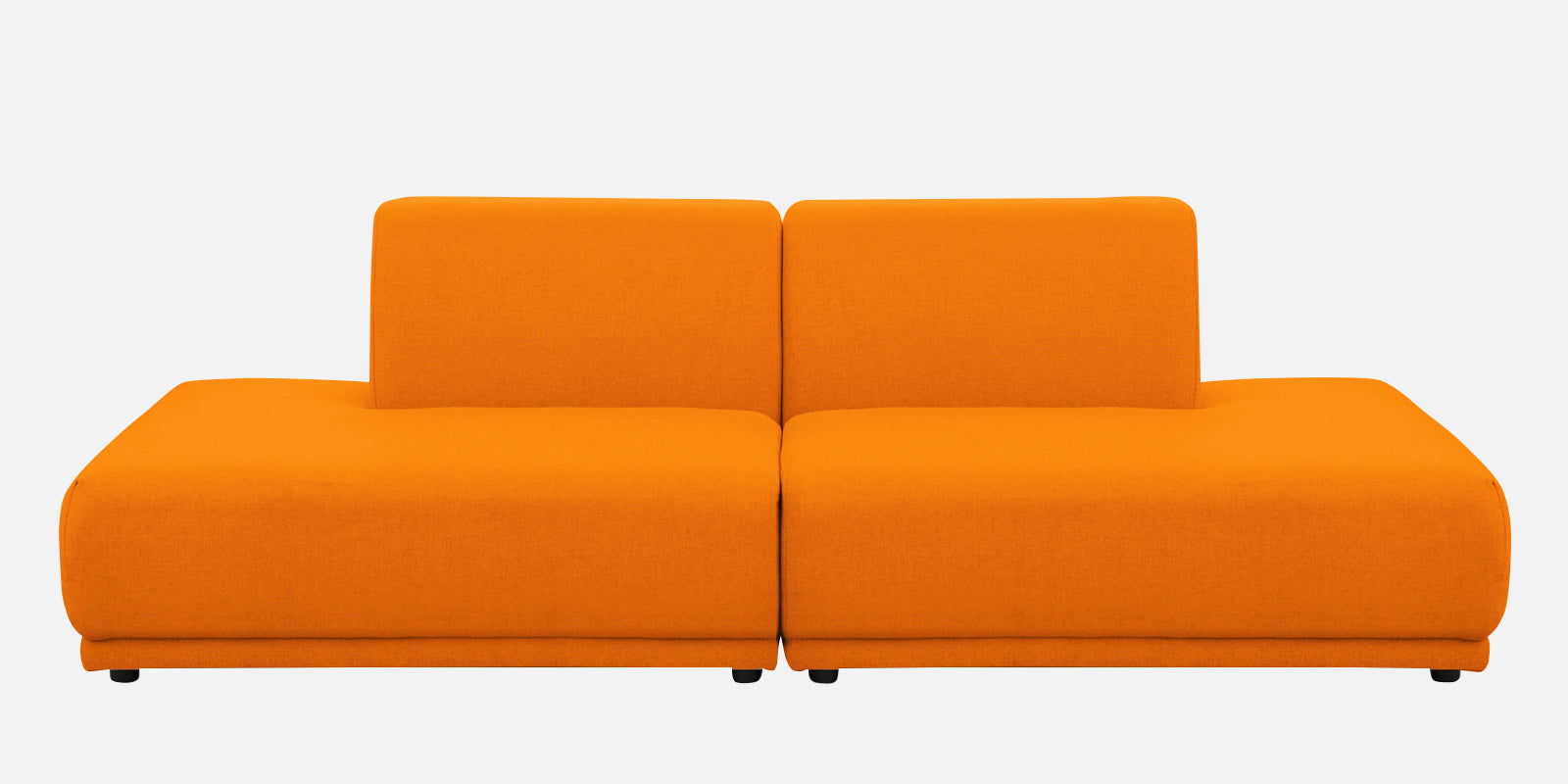 Adam Fabric LHS Sectional Sofa (3+Ottoman Lounger) In Vivid Orange Colour - Febonic Living