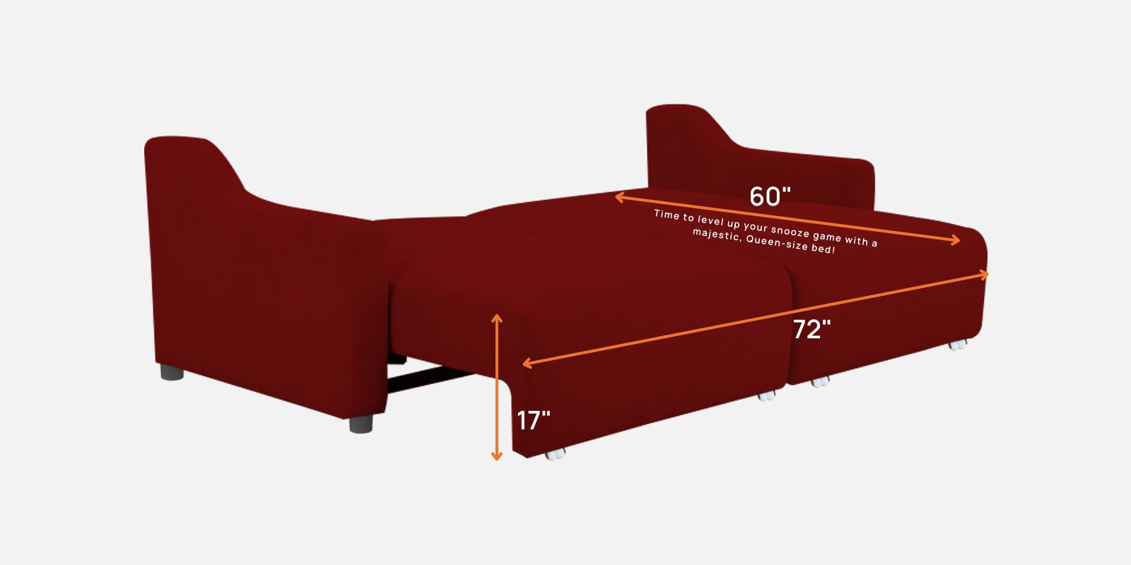 Gabby Fabric 3 Seater Pull Out Sofa Cum Bed In Blood Maroon Colour - Febonic Living