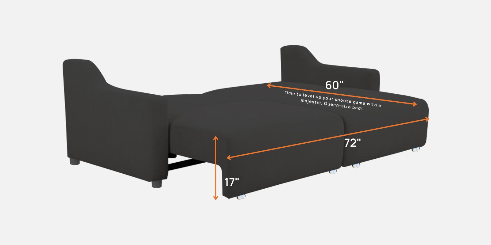 Gabby Fabric 3 Seater Pull Out Sofa Cum Bed In Charcoal Grey Colour - Febonic Living