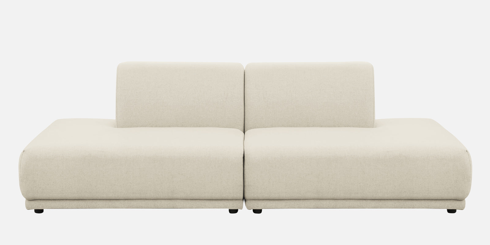 Adam Fabric LHS Sectional Sofa (3+Ottoman Lounger) In Ivory Cream Colour - Febonic Living