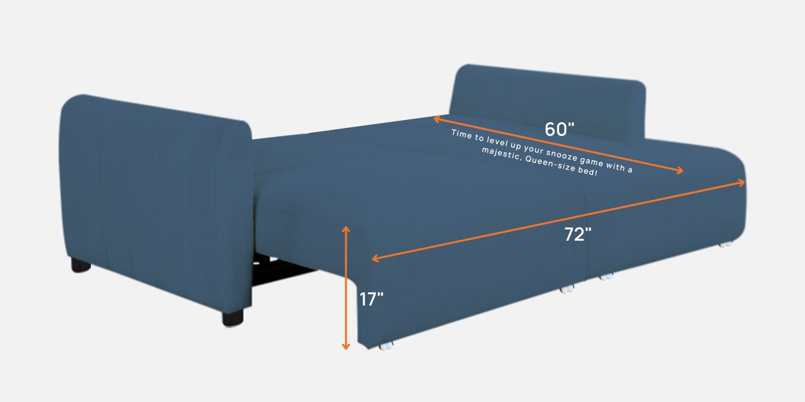 Vima Fabric 3 Seater Pull Out Sofa Cum Bed In Light Blue Colour - Febonic Living