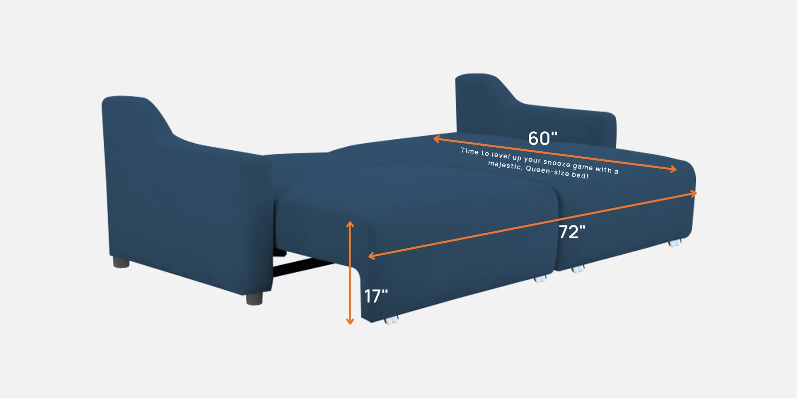 Gabby Fabric 3 Seater Pull Out Sofa Cum Bed In Light Blue Colour - Febonic Living