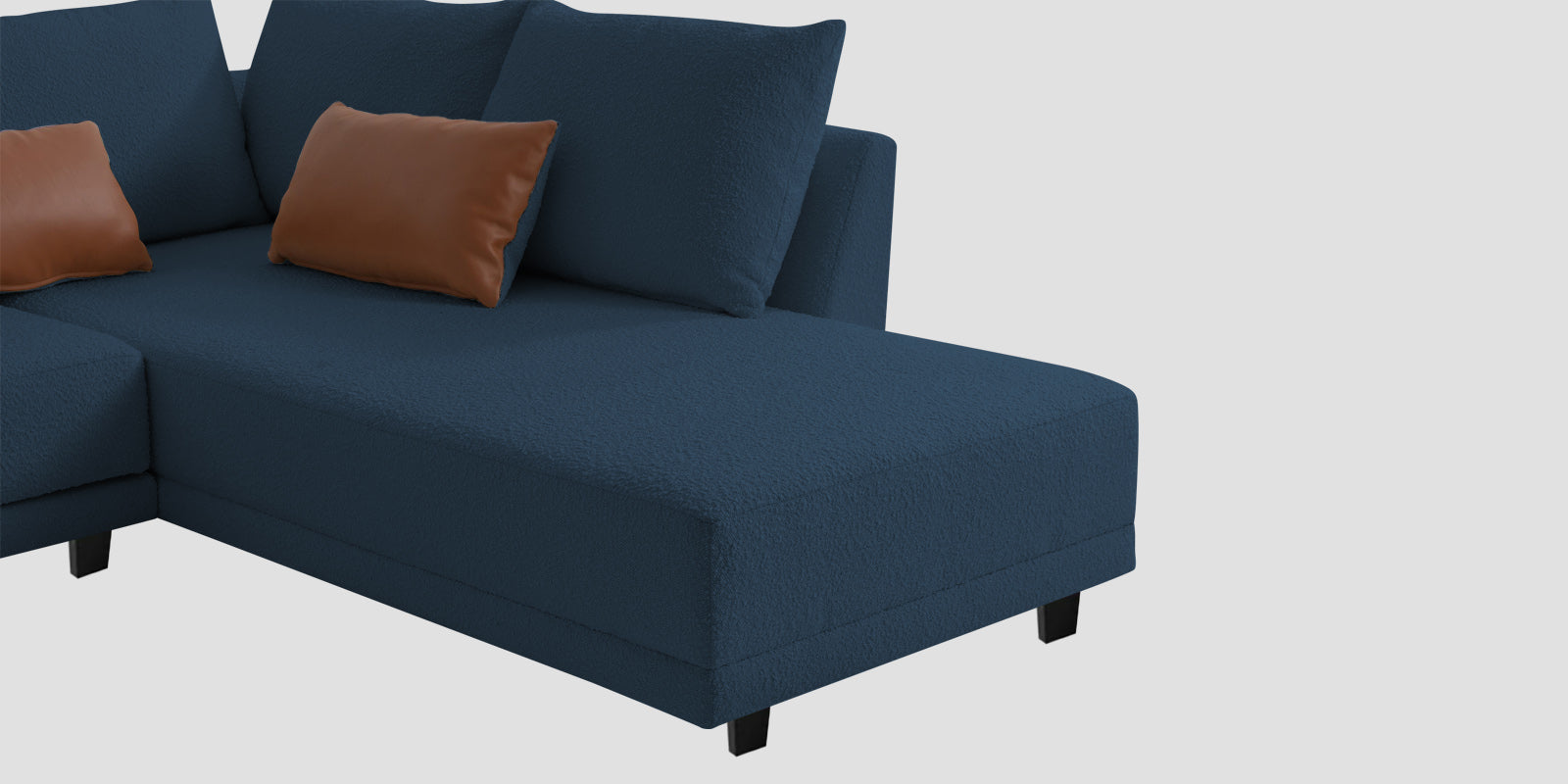 Ira Boucle Fabric LHS 6 Seater Convertible Sofa Cum Bed In Classic Blue Colour - Febonic Living