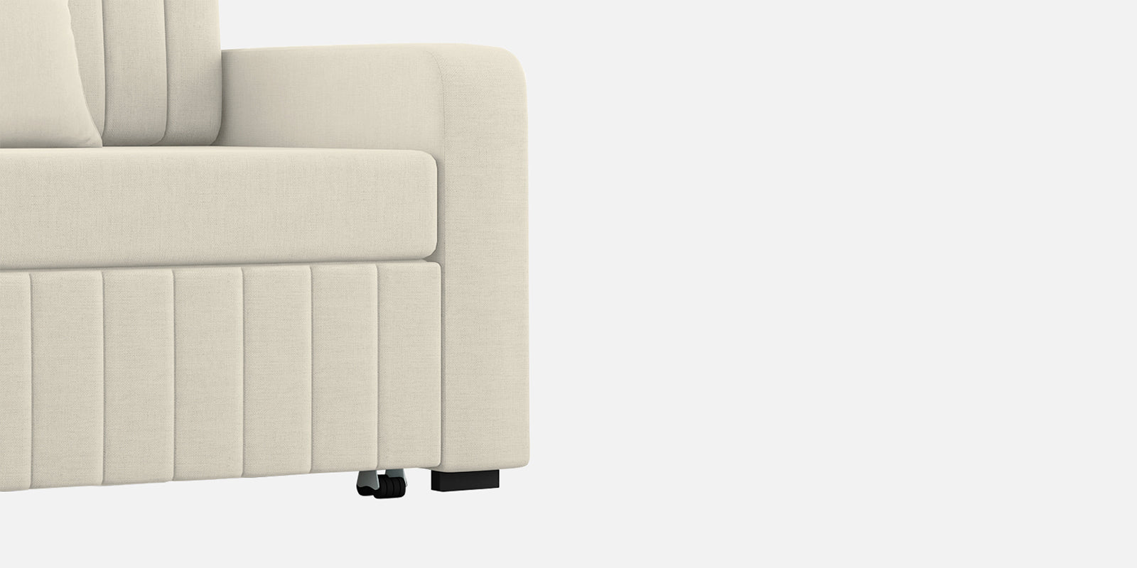 Calra Fabric 3 Seater Pull Out Sofa Cum Bed In Ivory Cream Colour With Storage - Febonic Living