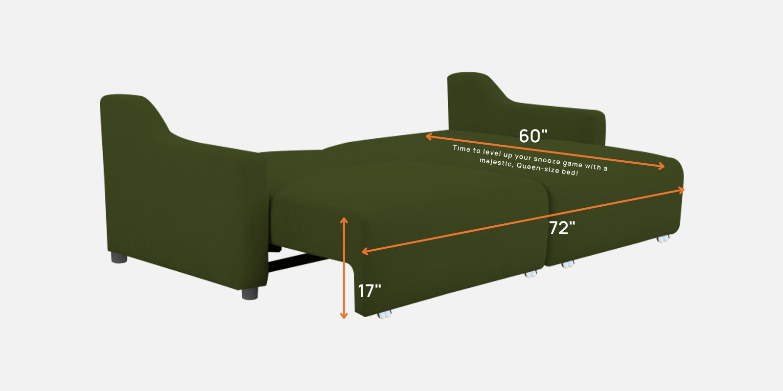 Gabby Fabric 3 Seater Pull Out Sofa Cum Bed In Olive Green Colour - Febonic Living