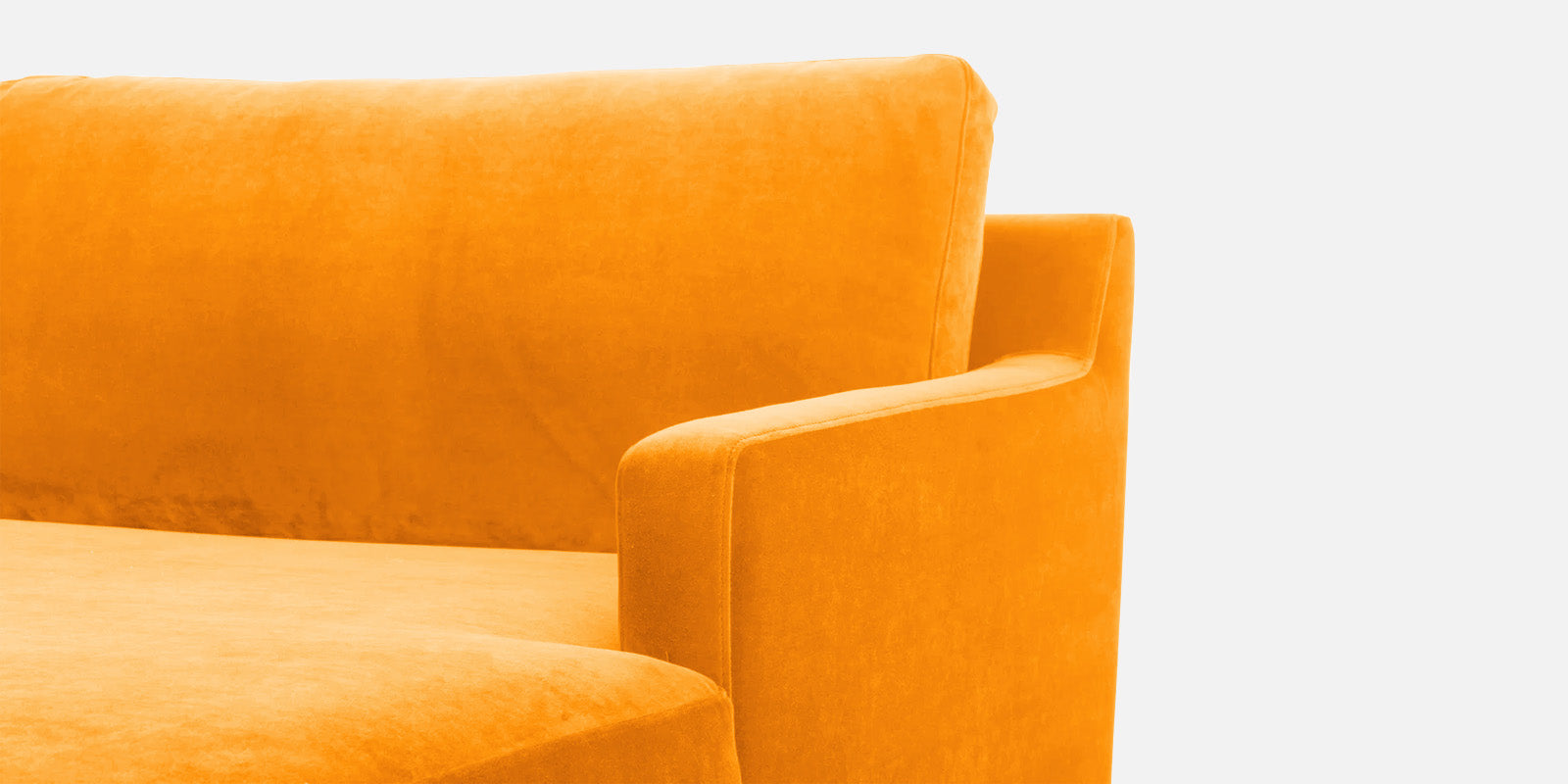 Jones Velvet LHS Sectional Sofa (3+Lounger) In Saffron yellow Colour - Febonic Living