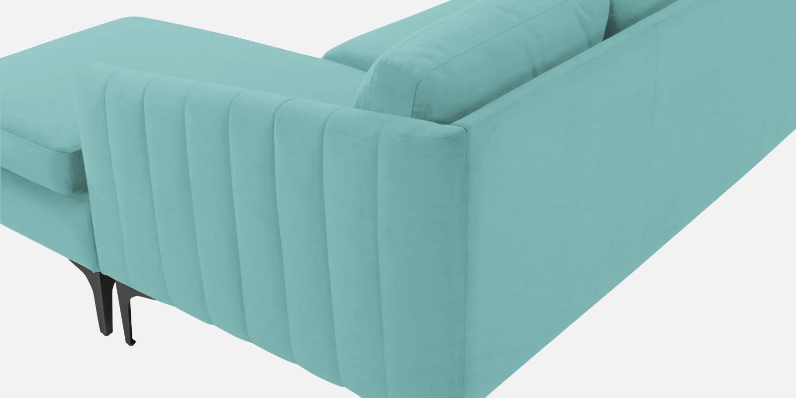Haru Fabric LHS Sectional Sofa (2+Lounger) In Barmunda Aqua Colour - Febonic Living