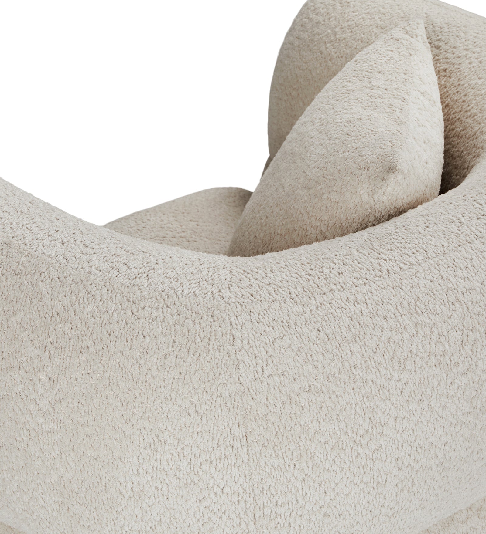 Toby Boucle Fabric Swivel Chair in Shell White Colour