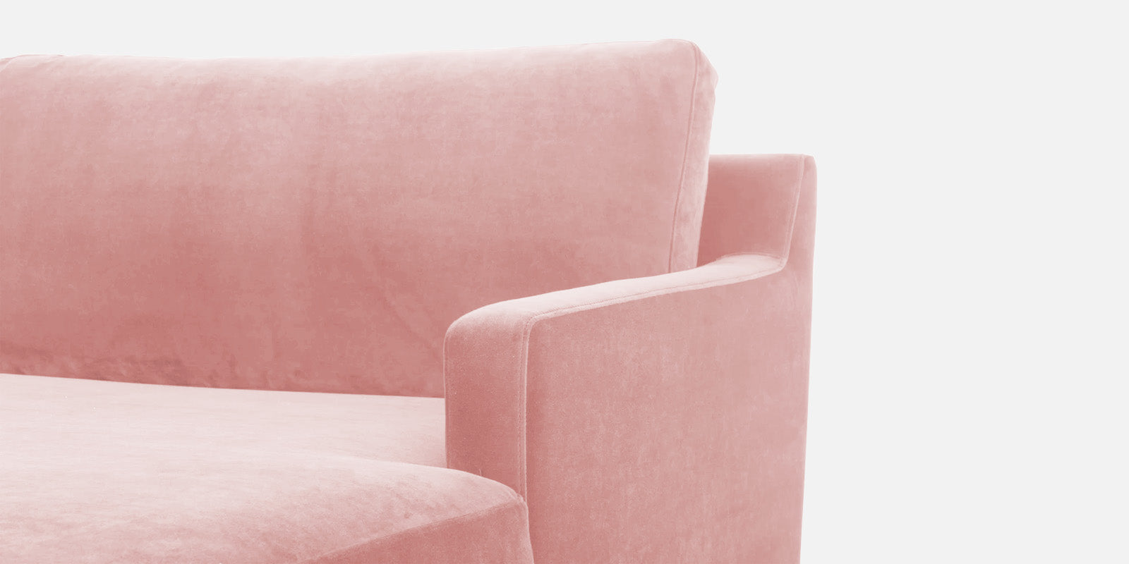 Jones Velvet LHS Sectional Sofa (3+Lounger) In Millennial Pink Colour - Febonic Living