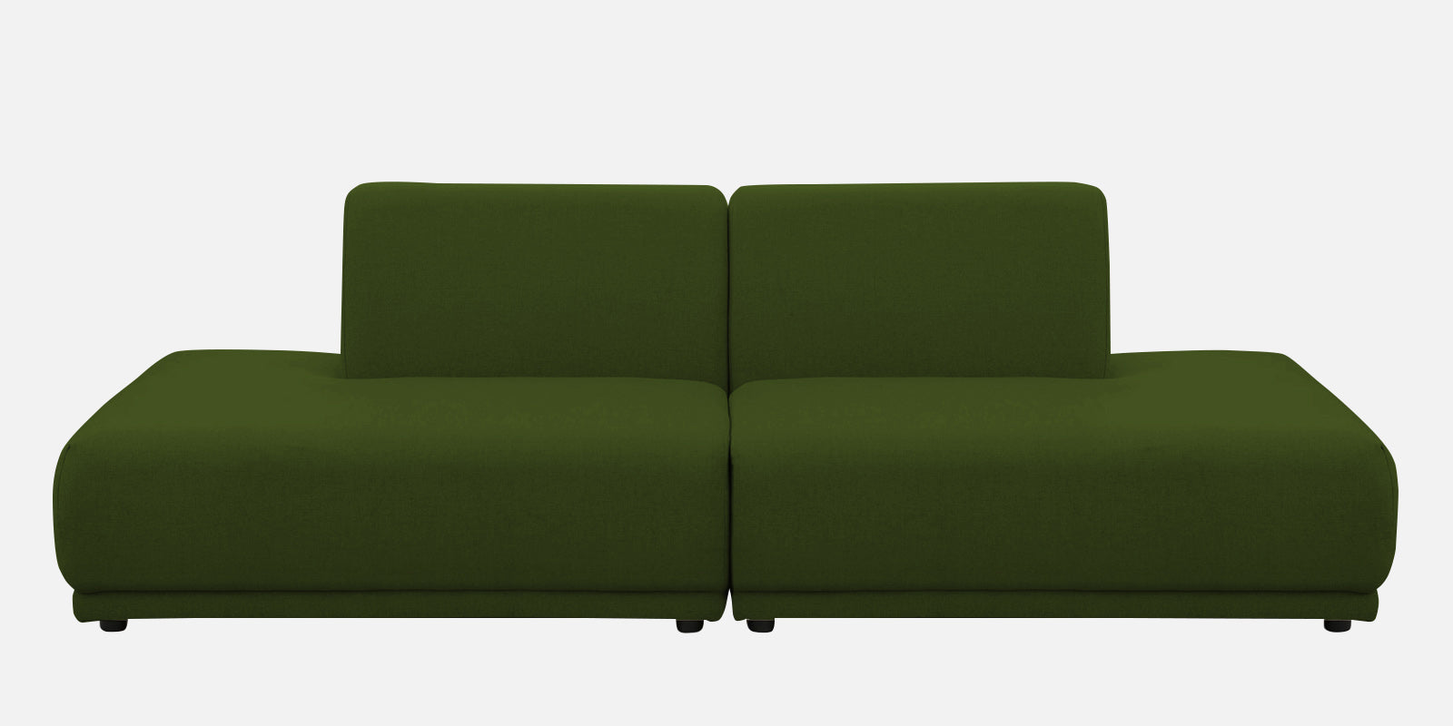 Adam Fabric RHS Sectional Sofa (3+Ottoman Lounger) In Olive Green Colour - Febonic Living