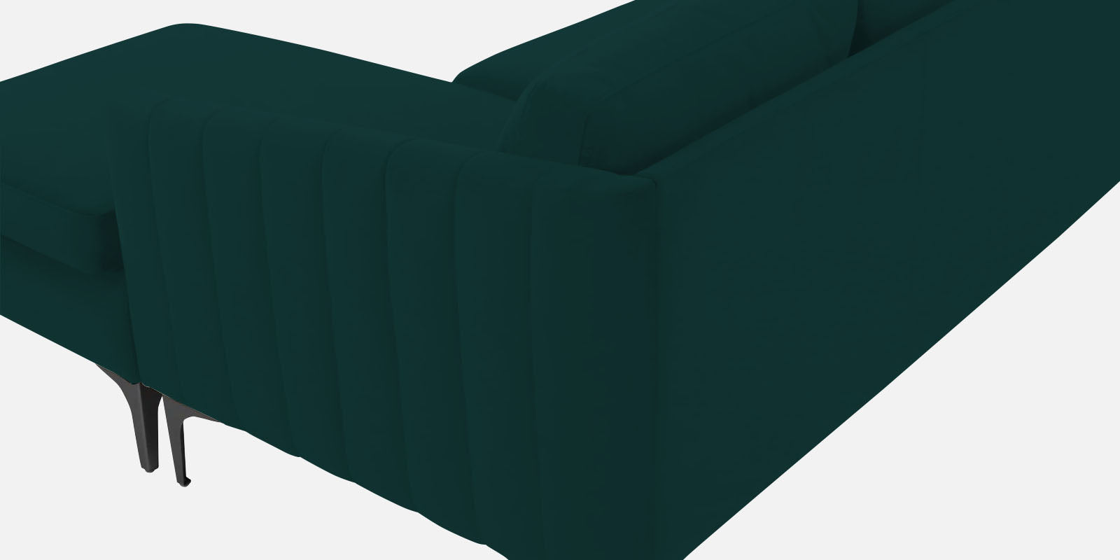 Haru Fabric LHS Sectional Sofa (2+Lounger) In Forest Green Colour - Febonic Living