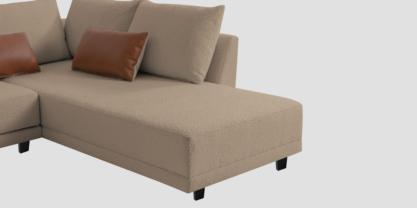 Ira Boucle Fabric LHS 6 Seater Convertible Sofa Cum Bed In Mushroom Beige Colour - Febonic Living