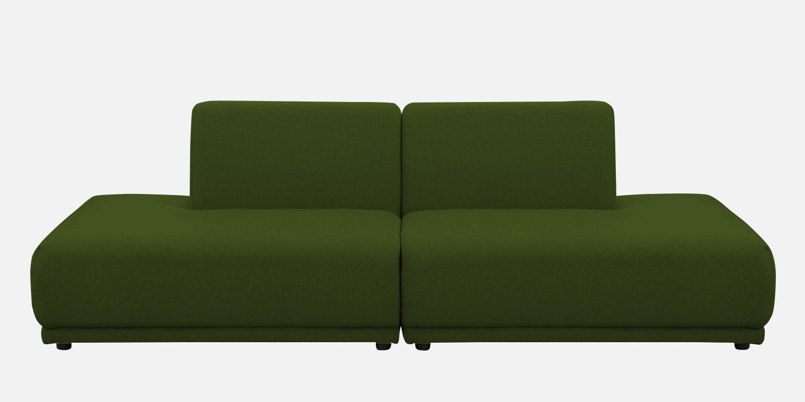 Adam Fabric LHS Sectional Sofa (3+Ottoman Lounger) In Olive Green Colour - Febonic Living