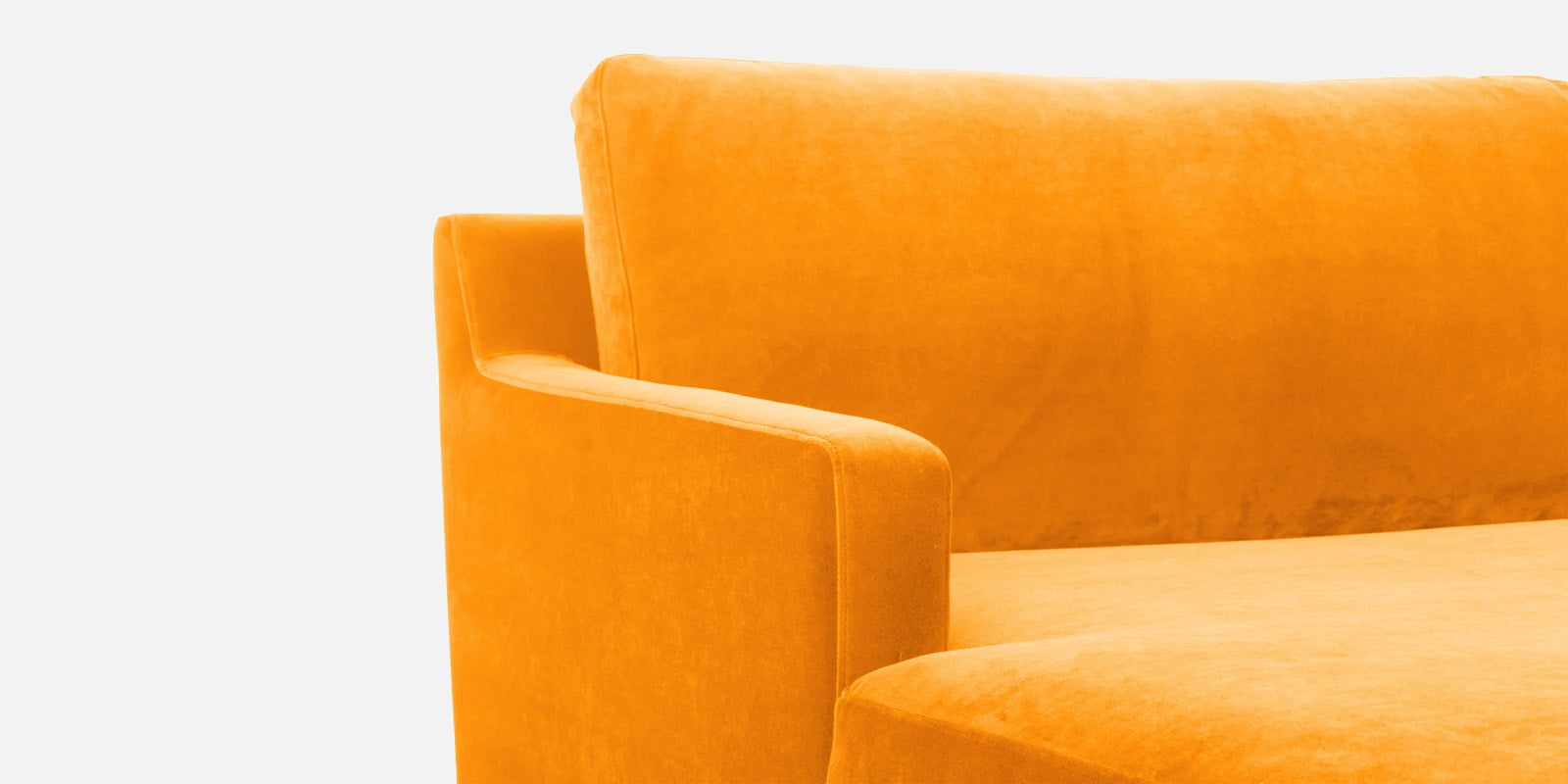 Jones Velvet RHS Sectional Sofa (3+Lounger) In Saffron yellow Colour - Febonic Living
