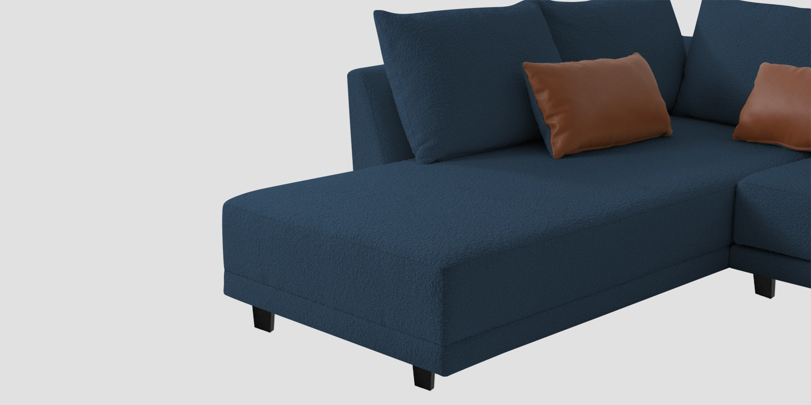 Ira Boucle Fabric RHS 6 Seater Convertible Sofa Cum Bed In Classic Blue Colour - Febonic Living