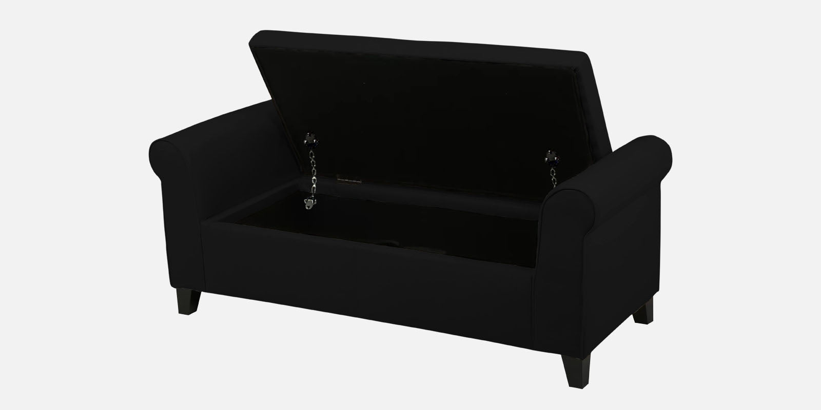 Molo Fabric 2 Seater Recamier In Zed Black Colour With Storage - Febonic Living