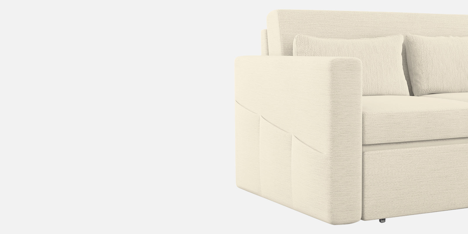 River Fabric 3 Seater Pull Out Sofa Cum Bed In ivory cream Colour - Febonic Living
