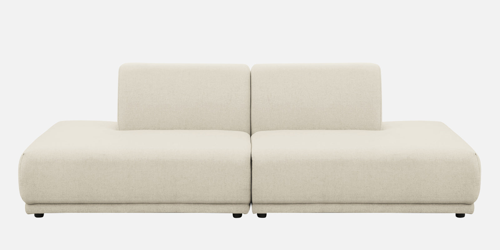 Adam Fabric RHS Sectional Sofa (3+Ottoman Lounger) In Ivory Cream Colour - Febonic Living