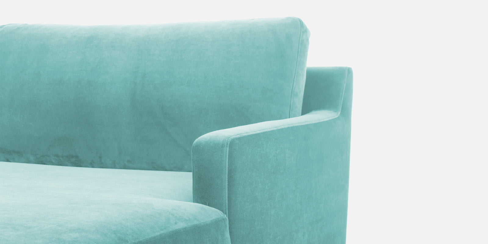 Jones Velvet LHS Sectional Sofa (3+Lounger) In Barmunda Aqua Colour - Febonic Living