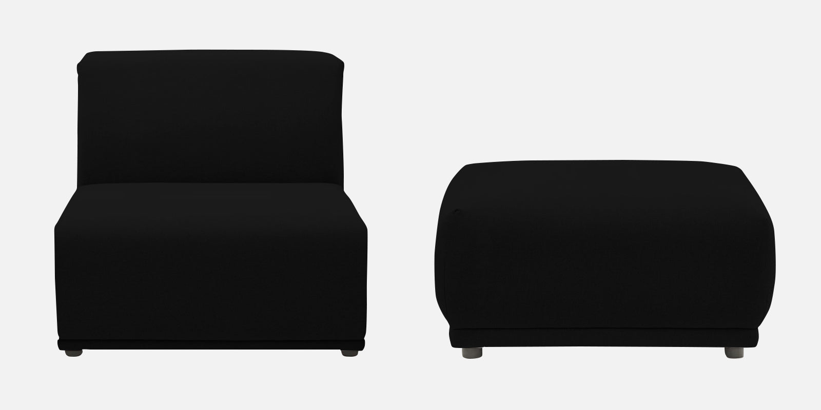Adam Fabric LHS Sectional Sofa (3+Ottoman Lounger) In Zed Black Colour - Febonic Living