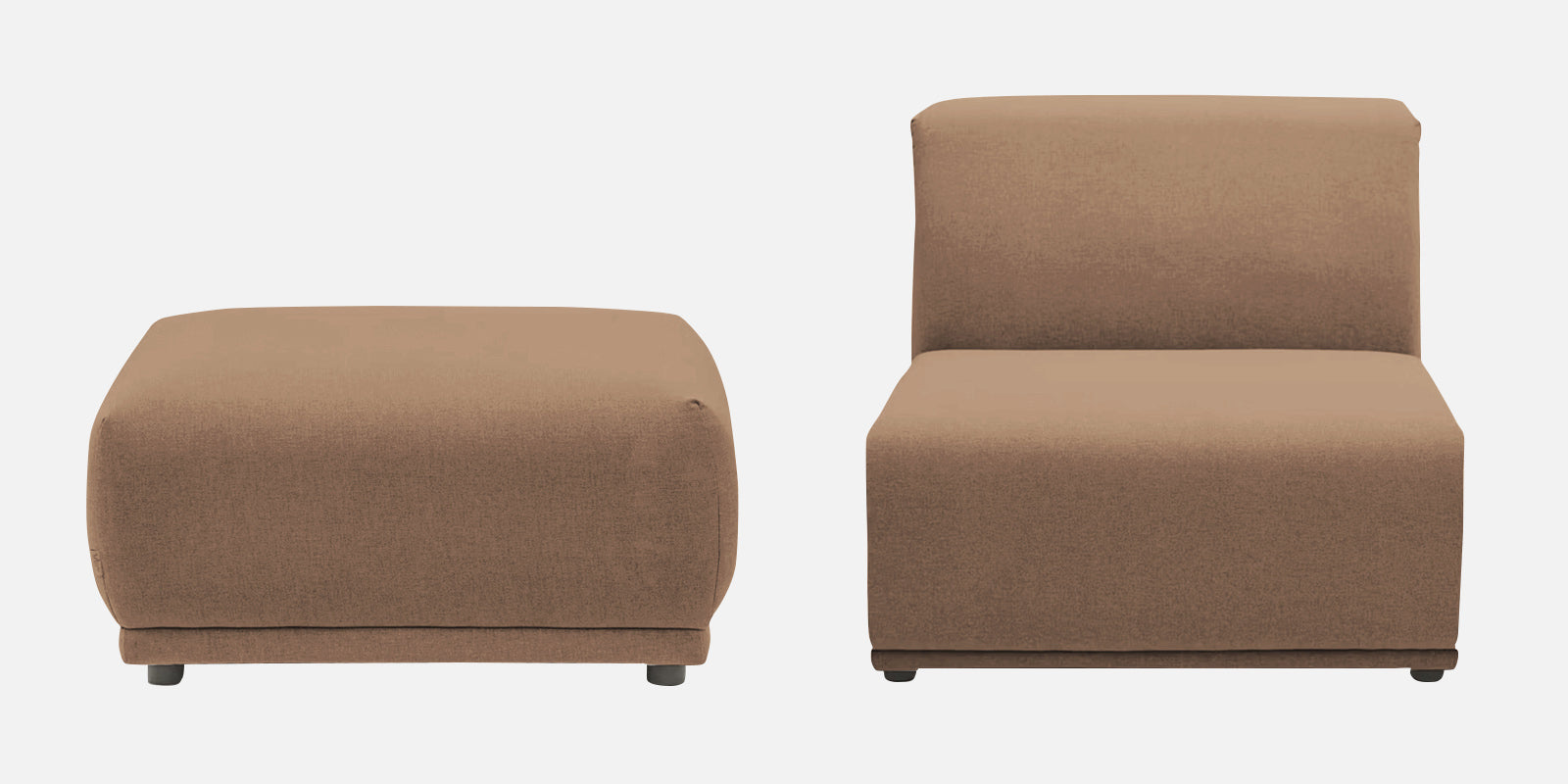 Adam Fabric RHS Sectional Sofa (3+Ottoman Lounger) In Cookie Beige Colour - Febonic Living