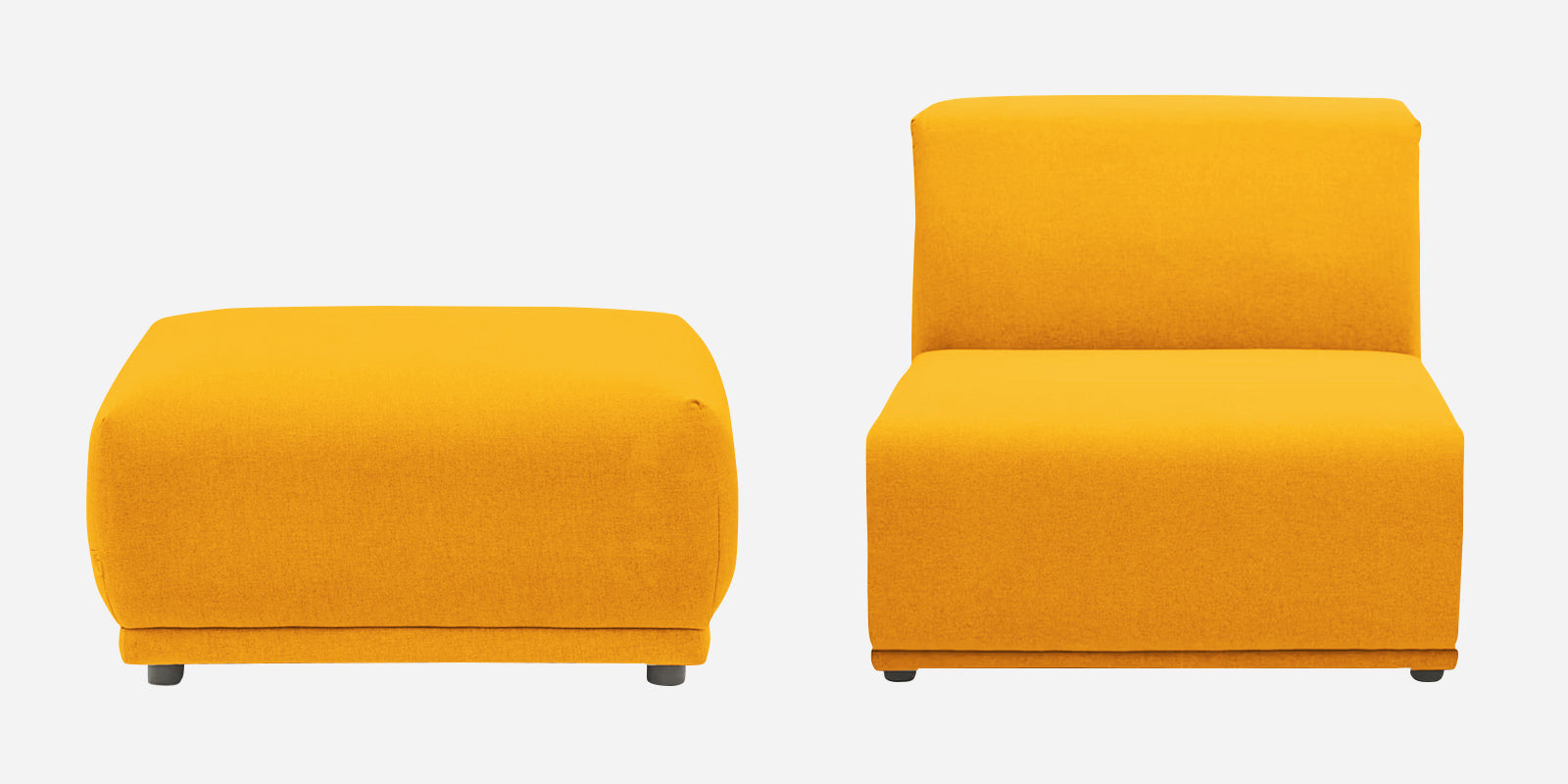 Adam Fabric RHS Sectional Sofa (3+Ottoman Lounger) In Bold Yellow Colour - Febonic Living