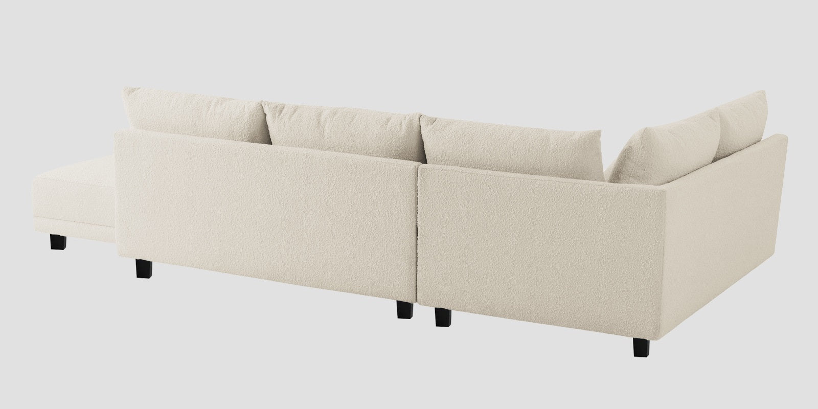 Ira Boucle Fabric RHS 6 Seater Convertible Sofa Cum Bed In Shell White Colour - Febonic Living