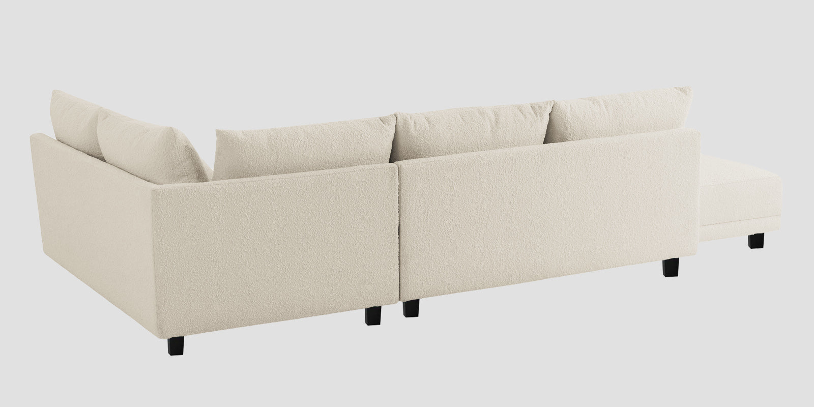 Ira Boucle Fabric LHS 6 Seater Convertible Sofa Cum Bed In Shell White Colour - Febonic Living