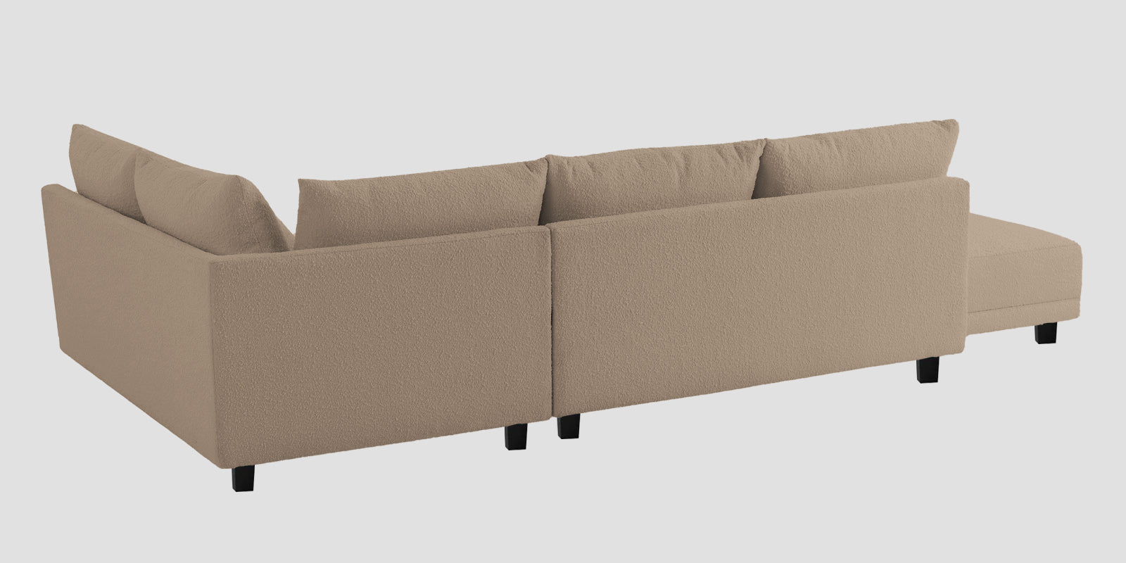 Ira Boucle Fabric LHS 6 Seater Convertible Sofa Cum Bed In Mushroom Beige Colour - Febonic Living