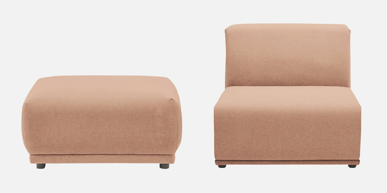 Adam Fabric RHS Sectional Sofa (3+Ottoman Lounger) In Cosmic Beige Colour - Febonic Living