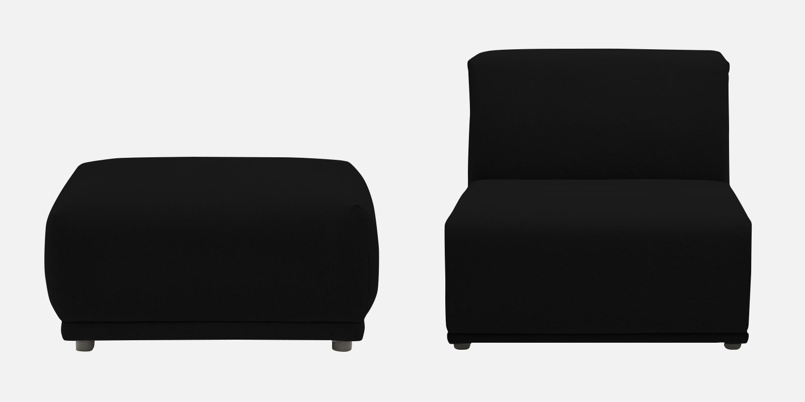 Adam Fabric RHS Sectional Sofa (3+Ottoman Lounger) In Zed Black Colour - Febonic Living