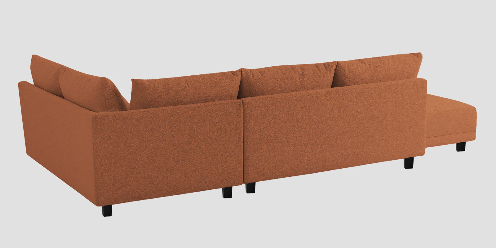 Ira Boucle Fabric LHS 6 Seater Convertible Sofa Cum Bed In Light Orange Colour - Febonic Living