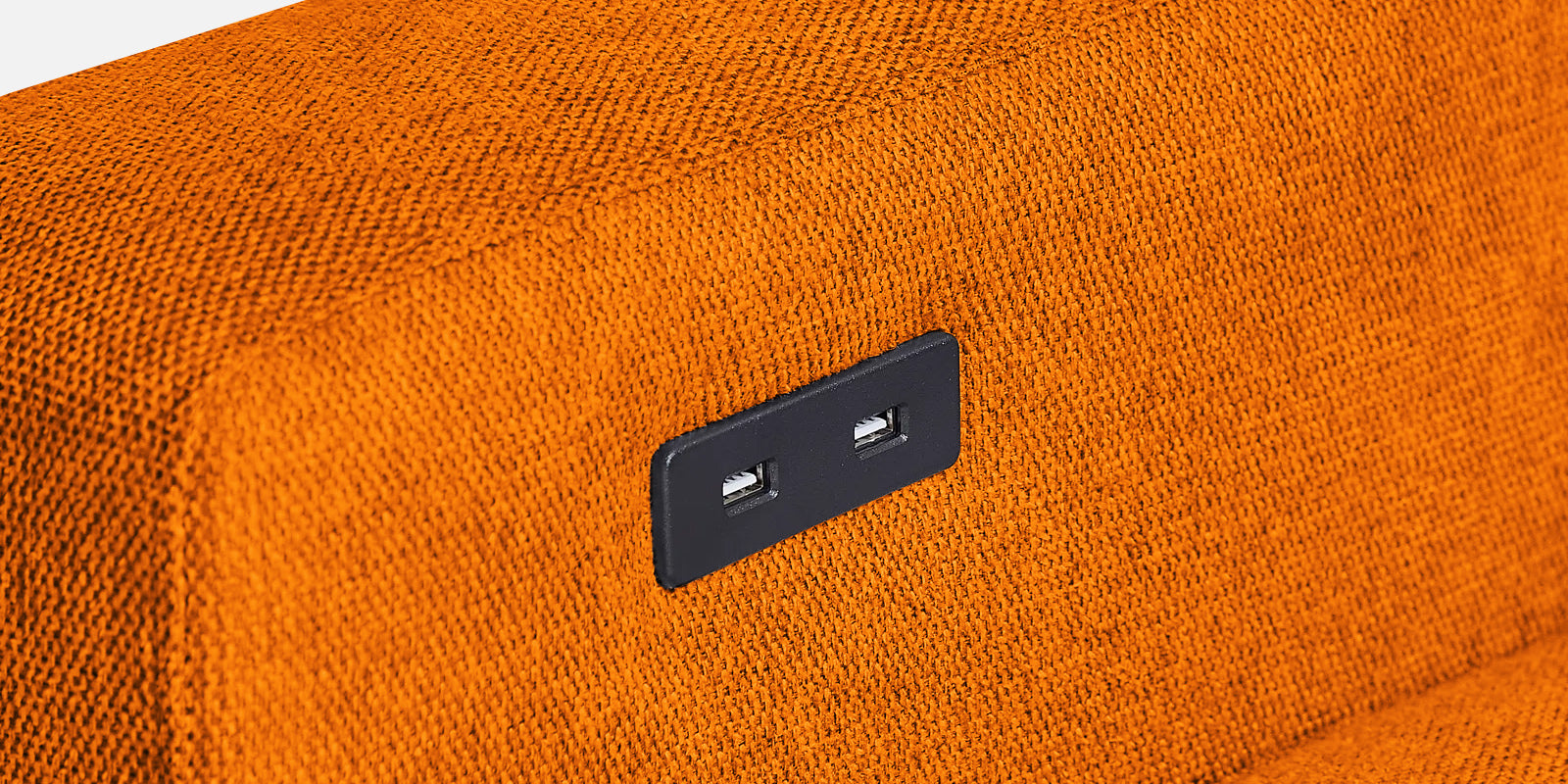 Roman Fabric 3 Seater Foldable Sofa Cum Bed In Vivid Orange Colour With USB Portable Type - Febonic Living