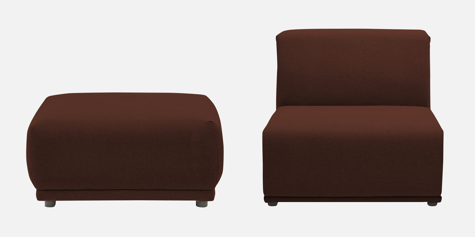 Adam Fabric RHS Sectional Sofa (3+Ottoman Lounger) In Coffee Brown Colour - Febonic Living