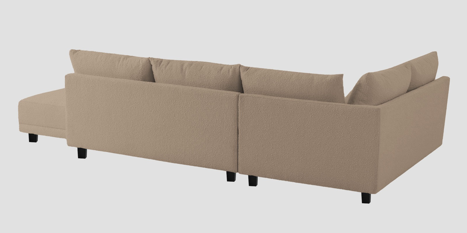 Ira Boucle Fabric RHS 6 Seater Convertible Sofa Cum Bed In Mushroom Beige Colour - Febonic Living