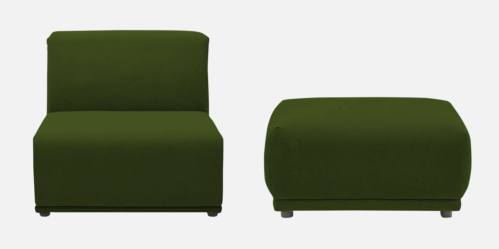 Adam Fabric LHS Sectional Sofa (3+Ottoman Lounger) In Olive Green Colour - Febonic Living