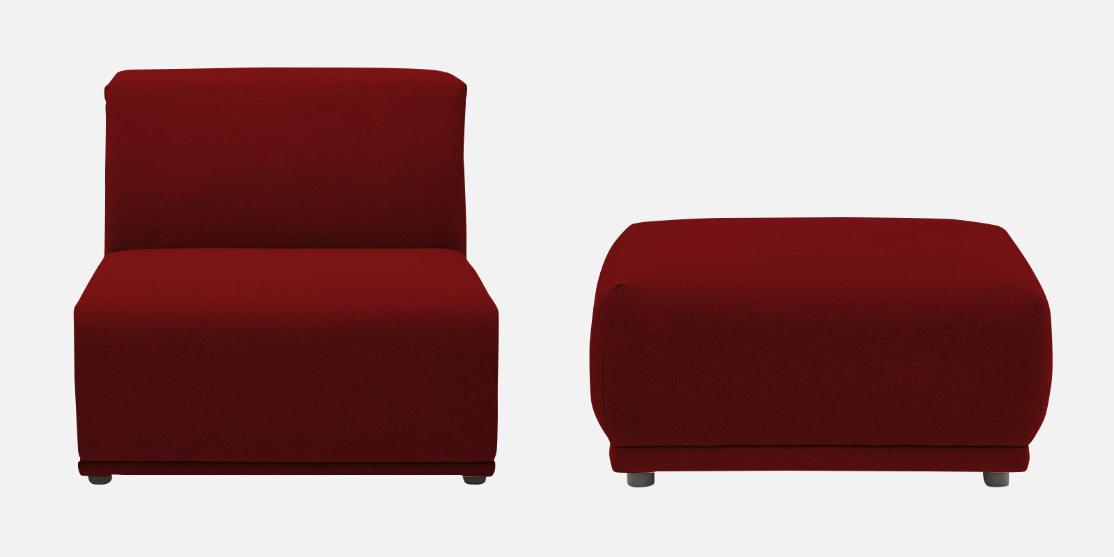 Adam Fabric LHS Sectional Sofa (3+Ottoman Lounger) In Blood Maroon Colour - Febonic Living