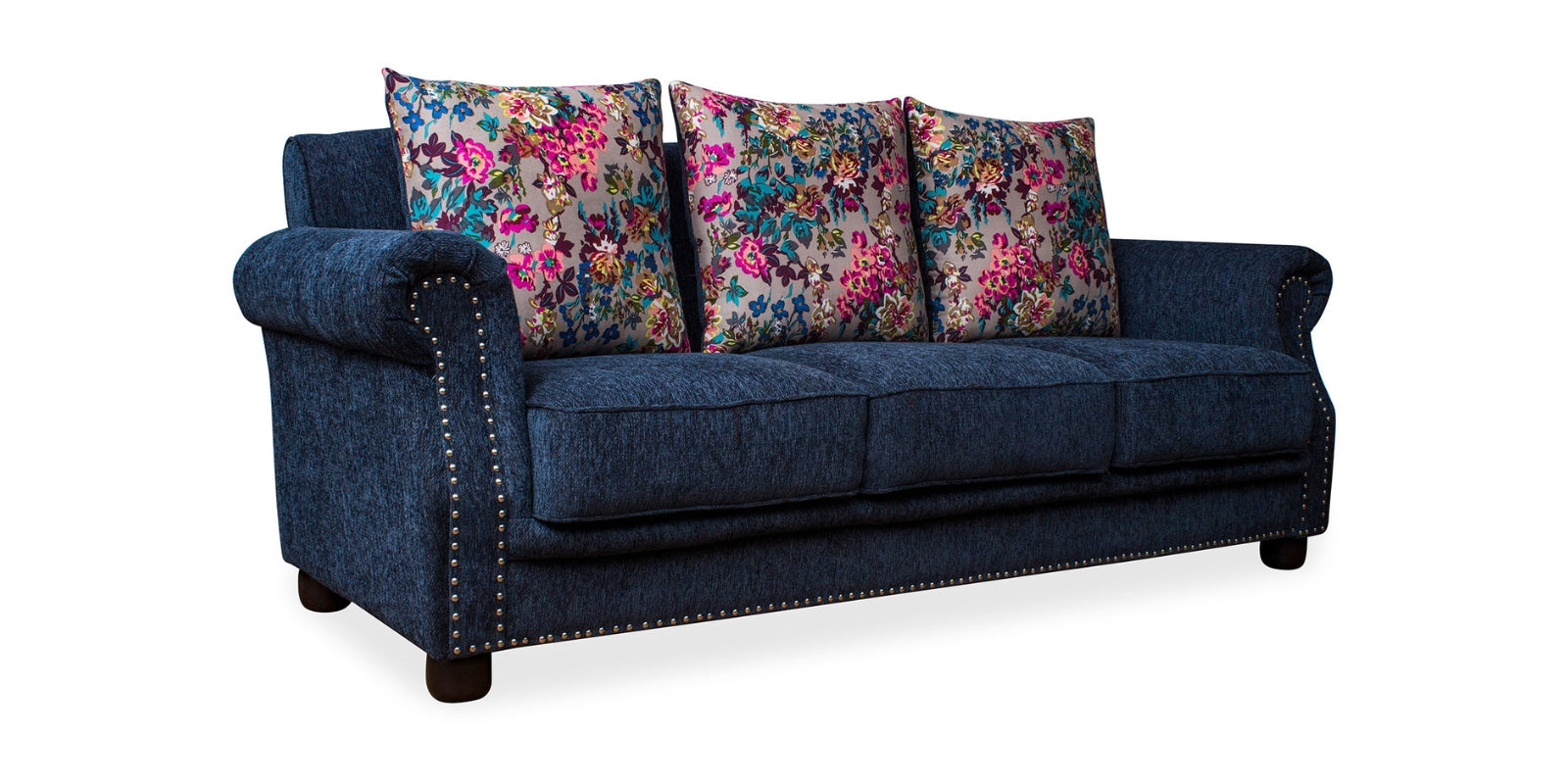 Muba Fabric 3 Seater Sofa In Royal Blue Colour - Febonic Living