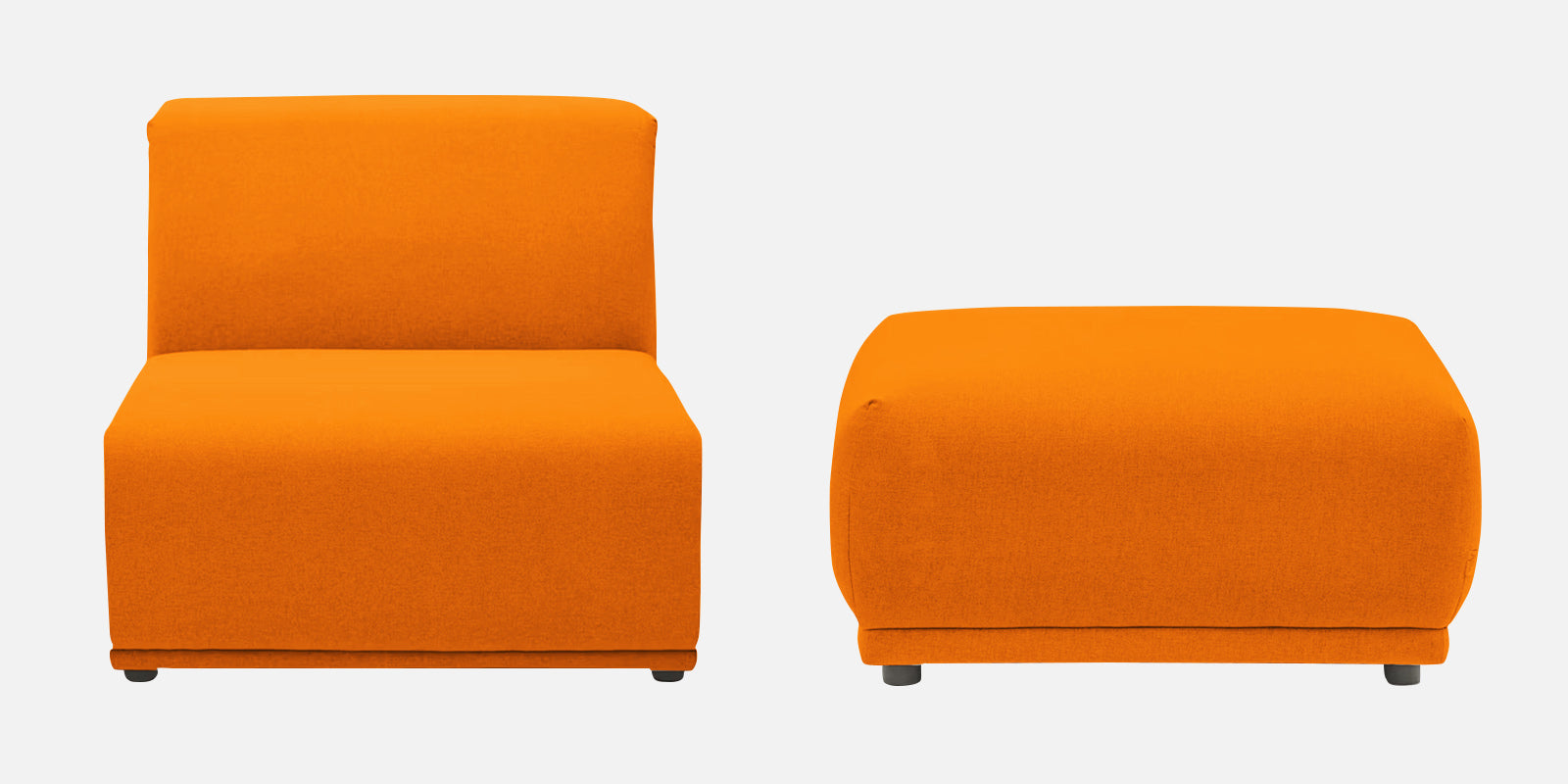 Adam Fabric LHS Sectional Sofa (3+Ottoman Lounger) In Vivid Orange Colour - Febonic Living