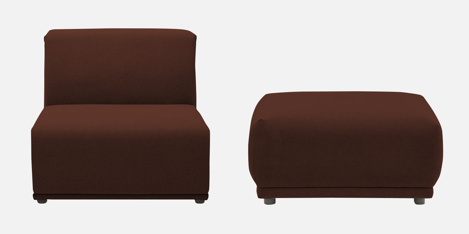 Adam Fabric LHS Sectional Sofa (3+Ottoman Lounger) In Coffee Brown Colour - Febonic Living