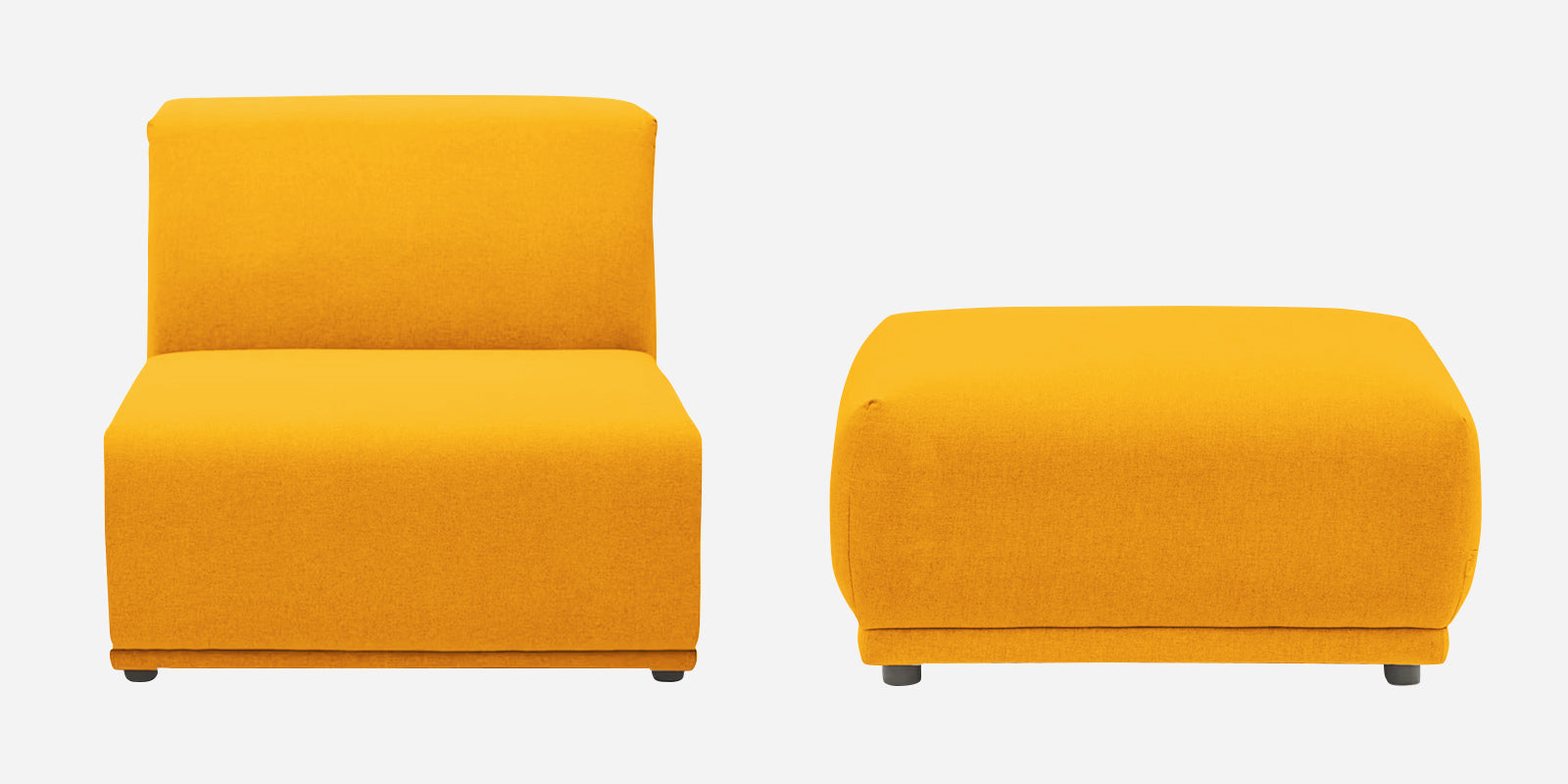 Adam Fabric LHS Sectional Sofa (3+Ottoman Lounger) In Bold Yellow Colour - Febonic Living